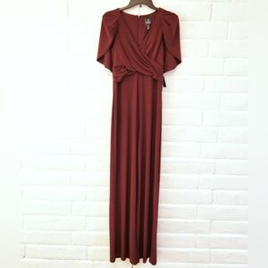 NWT Adrianna Papell Women's Size 4 Draped Jersey Wrap Capelet Jumpsuit